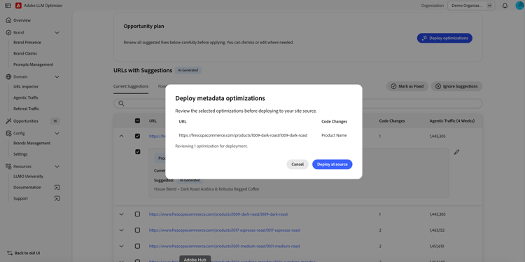 Finestra di dialogo Applica arricchimenti