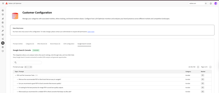 Restrizioni alla configurazione di Google Search Console
