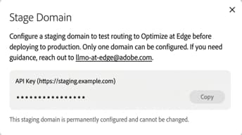 Chiave API del dominio di staging