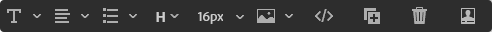 Schermata che mostra la barra degli strumenti di modifica del testo nel Designer e-mail.