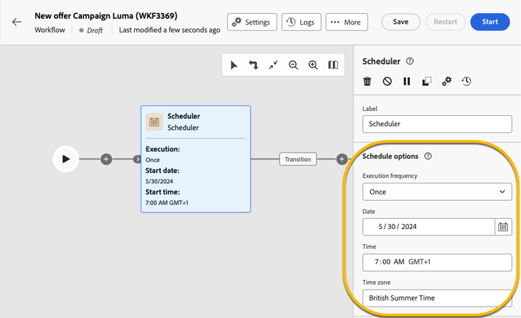 Configura attività modulo di pianificazione