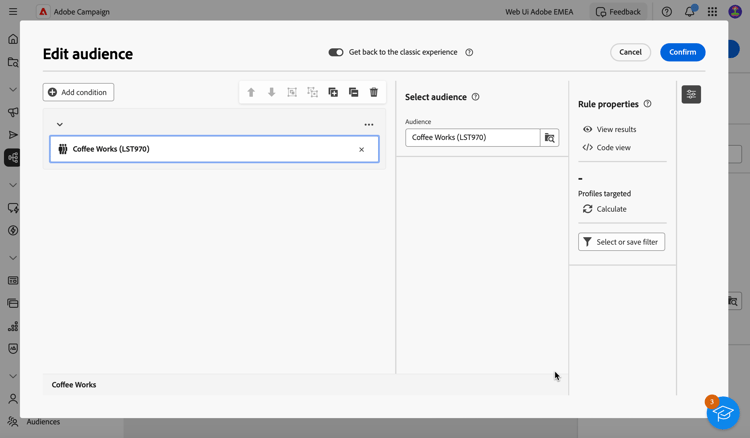 Schermata di un esempio di query