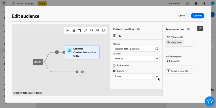 Esempio di utilizzo di predefiniti di data in una query.