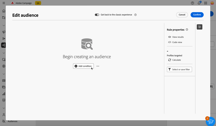 Esempio di aggiunta di componenti di filtro a una query.