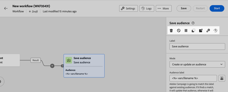 Pulsanti azione attività