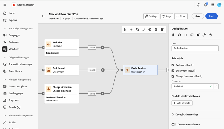 Processo di configurazione deduplicazione flusso di lavoro