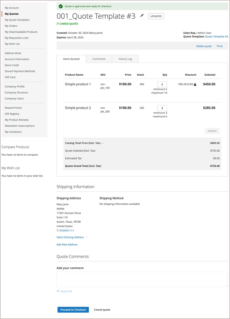 Offerte collegate generate da un modello di preventivo