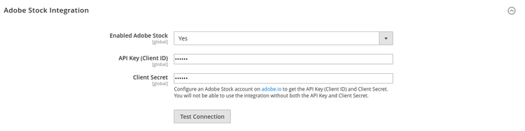 Configurazione avanzata - Integrazione Adobe Stock