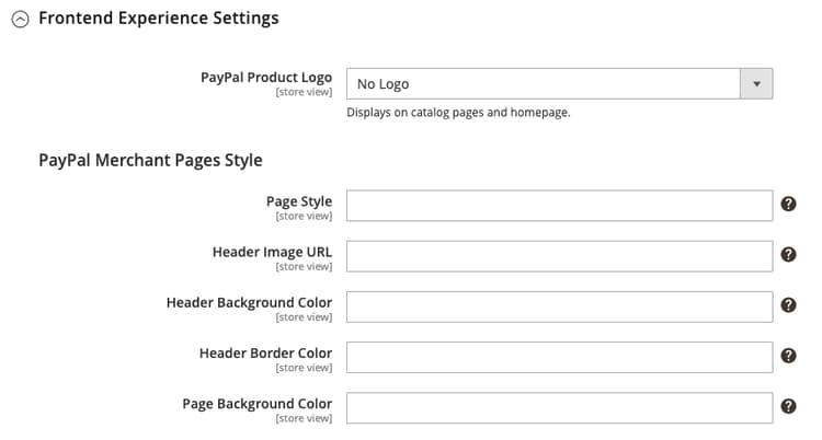 Impostazioni esperienza front-end