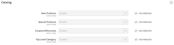 Catalogo - Impostazioni feed RSS