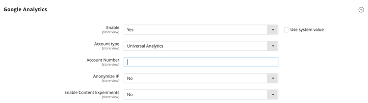 Configurazione vendite - API Google - Google Analytics