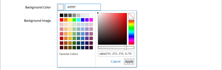 Impostazione opacità colore di sfondo