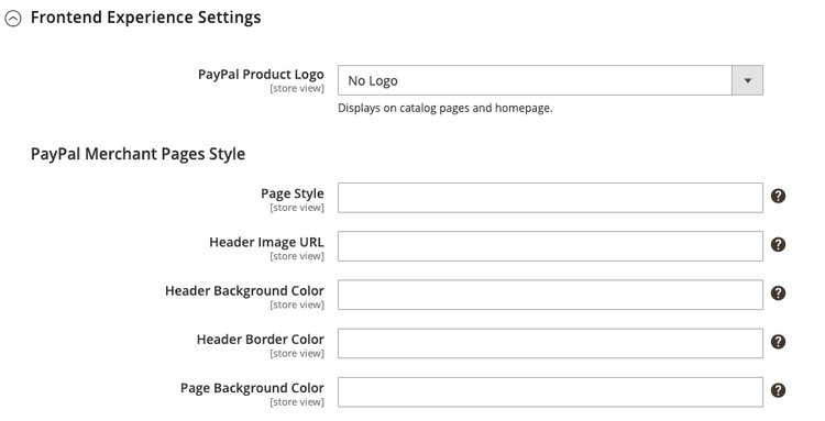 Impostazioni esperienza front-end