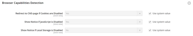 Configurazione generale - Rilevamento funzionalità browser Web