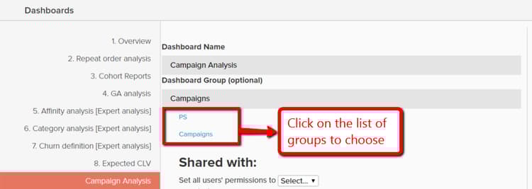 cambia dashboard gruppo