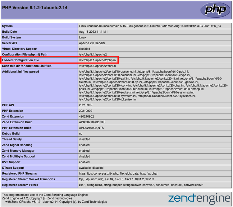 Pagina informazioni PHP