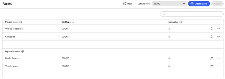 Facet Workspace | Adobe Commerce