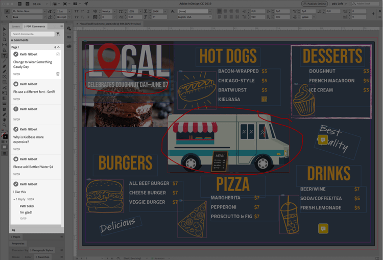 Commenti PDF in Indd