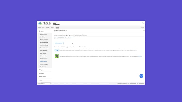 Configurazione di un archivio esterno