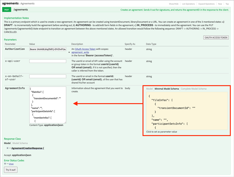 Schermata della creazione di un documento transitorio