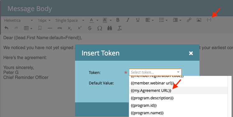 Inserisci token