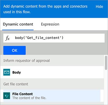 Schermata dellaspetto della schermata Dynamic Content