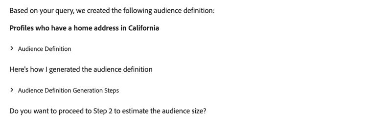 La definizione del pubblico basata sulla query utente.