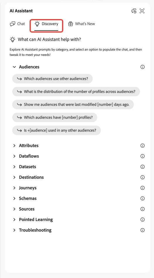 Pannello di individuazione dalla visualizzazione della barra.