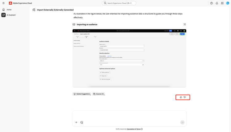 Le icone miniature in alto e miniature in AI Assistant.