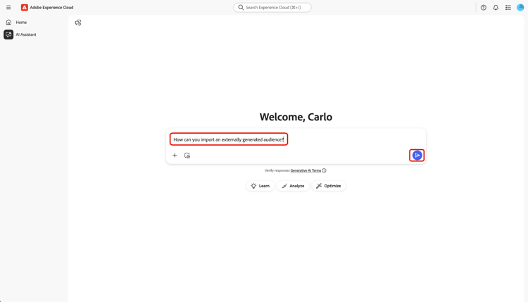 Il prompt di individuazione nella casella di input.