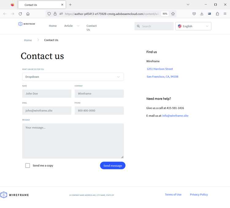 Modulo adattivo nella pagina Sites