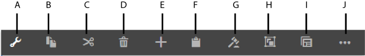 Barra degli strumenti del componente nell’interfaccia touch