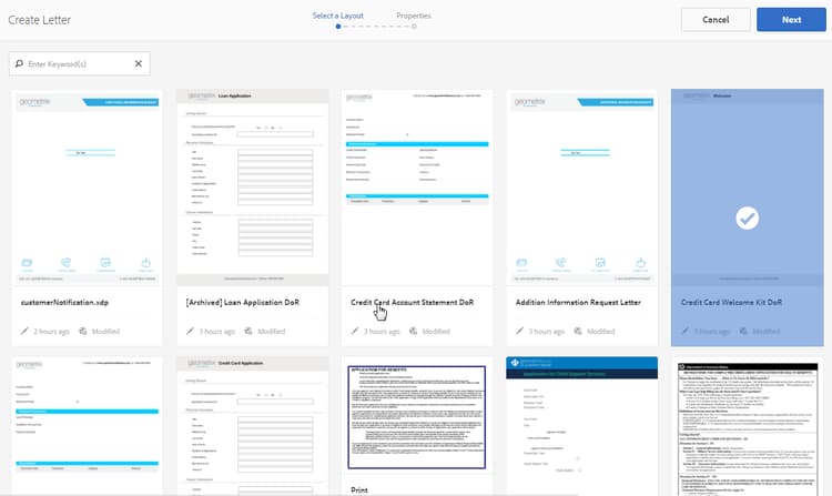 Seleziona il layout per creare una lettera
