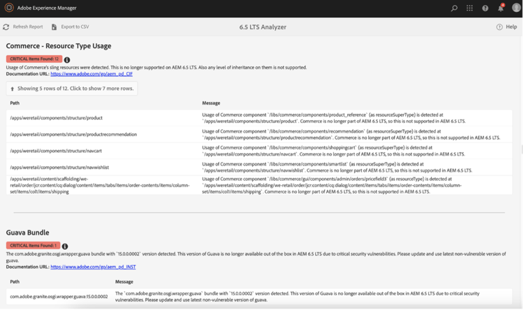Riepilogo report analisi