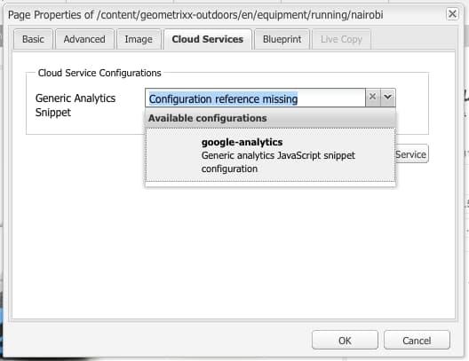 Aggiunta della configurazione del servizio cloud