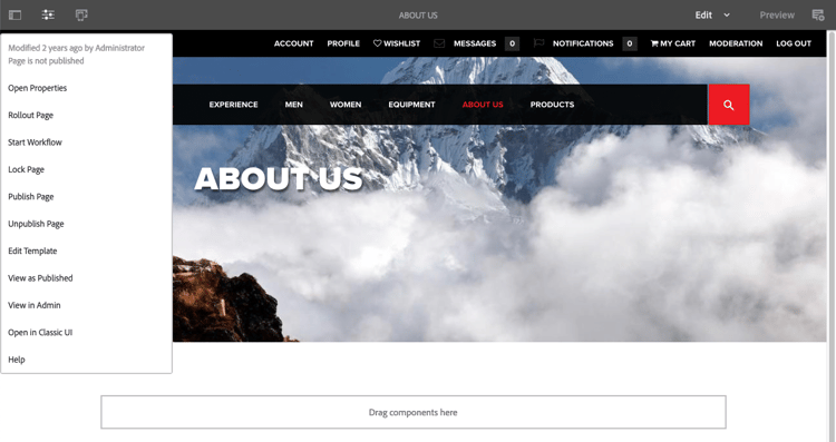 apri nellinterfaccia classica, opzione da informazioni pagina