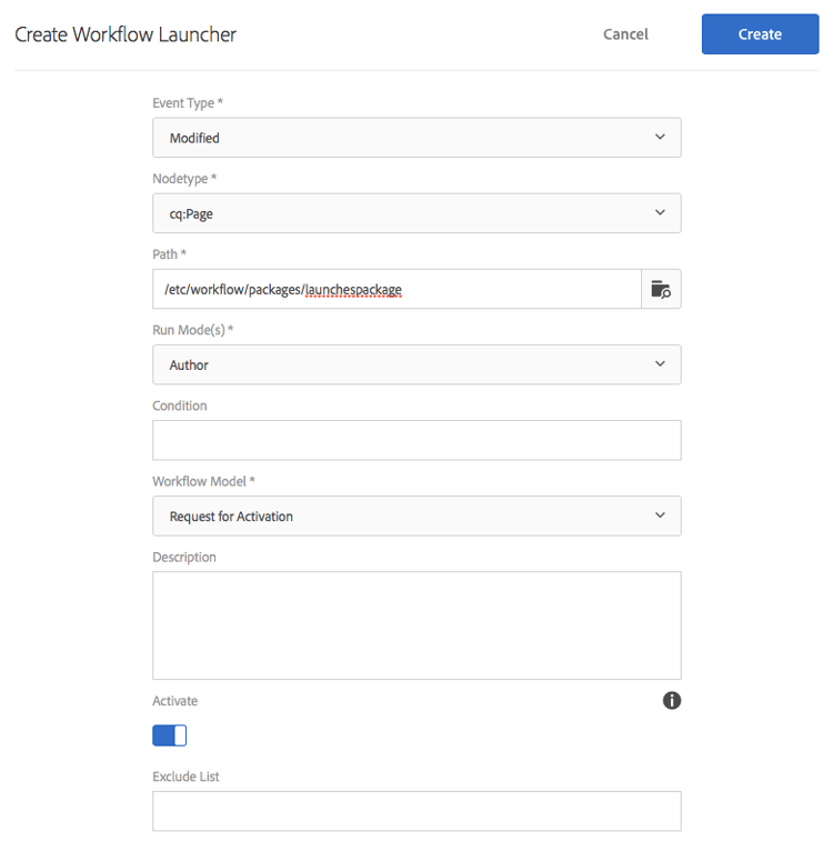 Modulo di avvio flusso di lavoro