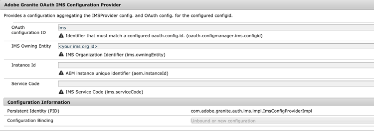 ID configurazione IMS