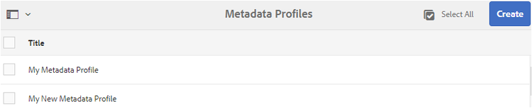 Una copia del profilo metadati aggiunto nella pagina Profili metadati