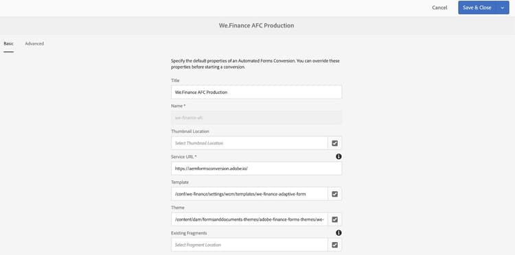 Produzione AFC We.Finance