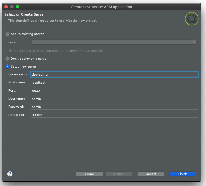 Connetti al server AEM