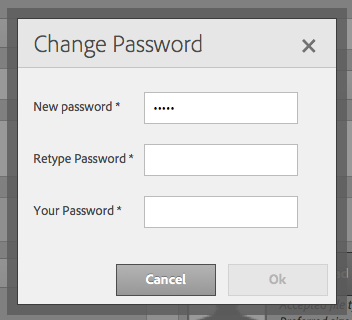 Finestra di dialogo Modifica password