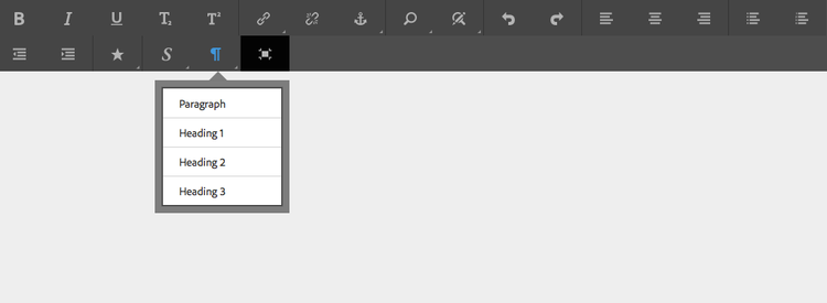 Barra degli strumenti Editor Rich Text nellinterfaccia utente touch
