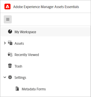 metadata forms option in left sidebar