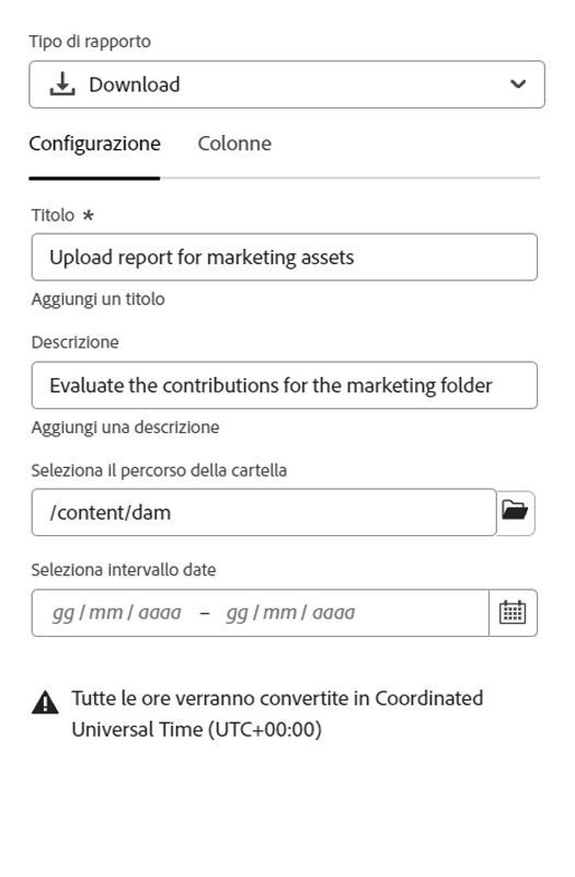 Rapporto sui caricamenti