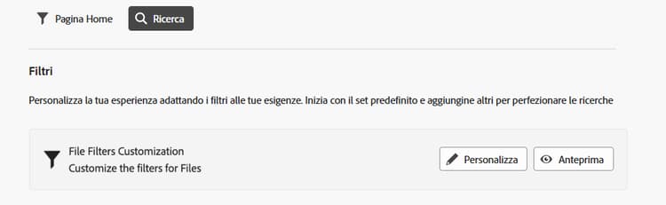 impostazioni filtro di ricerca personalizzato
