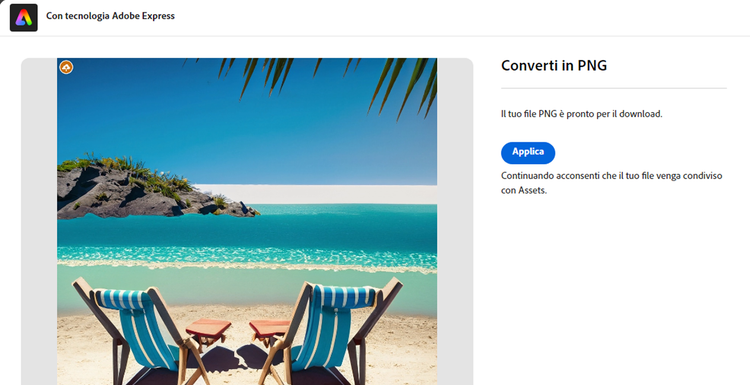Convertire in PNG con Adobe Express