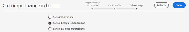 Esegui importazione in blocco