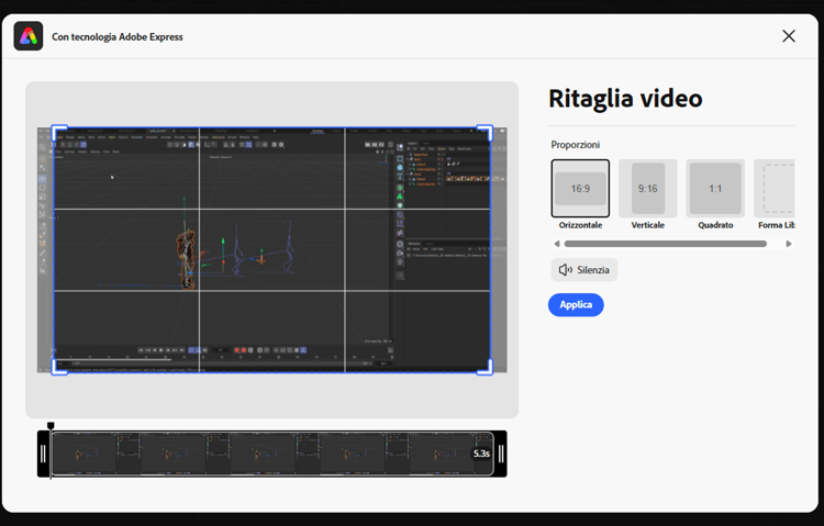 ritagliare video con Adobe Express