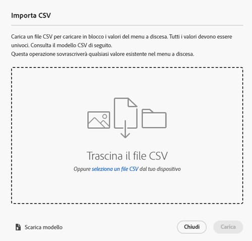 Importa elenco dei tag bloccati